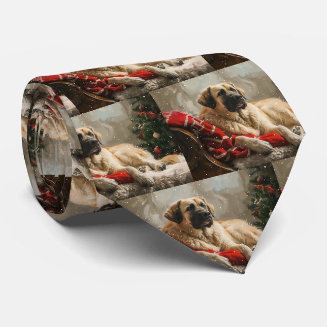 Anatolian Shepherd Dog Christmas Festive Neck Tie (Rolled)