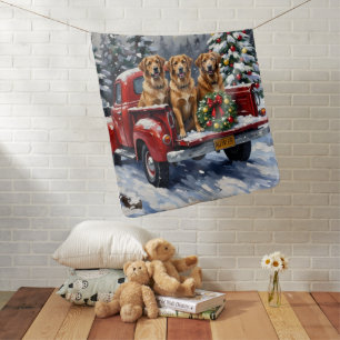 Anatolian Shepherd Dog Christmas Red Truck Holiday Baby Blanket