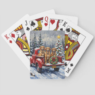 Anatolian Shepherd Dog Christmas Red Truck Holiday Poker Cards