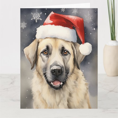 Anatolian Shepherd Dog Christmas Santa Paws Card