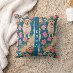 Anatolian Shepherd Dog Floral Colourful Pattern Throw Pillow
