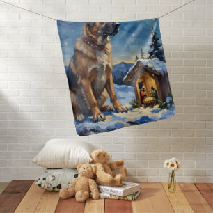 Anatolian Shepherd Dog Guarding Nativity Scene Baby Blanket