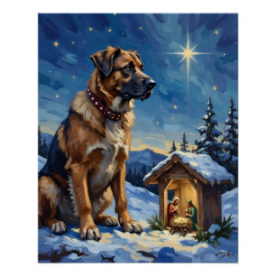 Anatolian Shepherd Dog Guarding Nativity Scene Poster