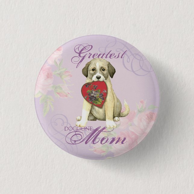 Anatolian Shepherd Dog Heart Mom Button (Front)