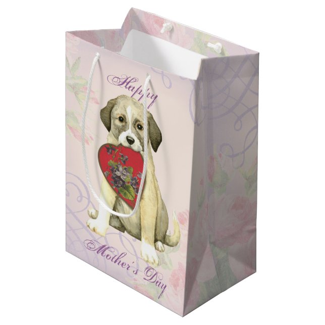 Anatolian Shepherd Dog Heart Mom Medium Gift Bag (Front Angled)