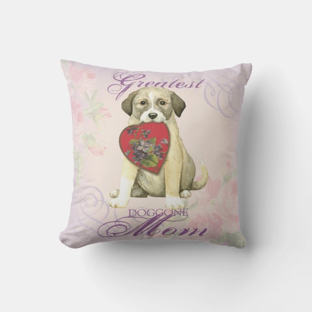 Anatolian Shepherd Dog Heart Mom Throw Pillow (Front)