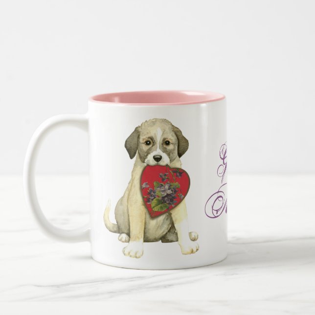 Anatolian Shepherd Dog Heart Mom Two-Tone Coffee Mug (Left)
