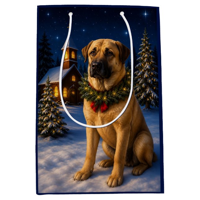 Anatolian Shepherd Dog Holiday  Medium Gift Bag (Front)