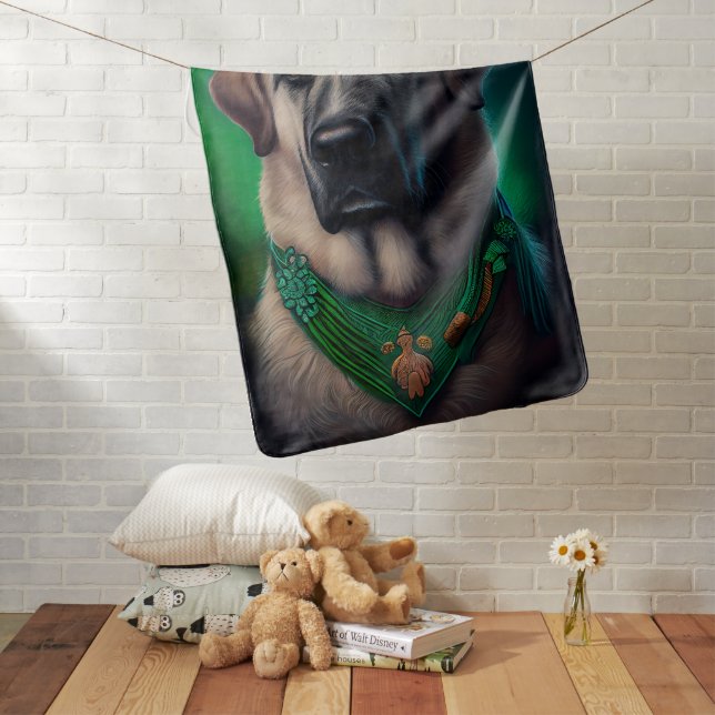 Anatolian Shepherd dog in St. Patrick's Day Dress Baby Blanket (In Situ)