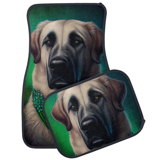 Anatolian Shepherd dog in St. Patrick's Day Dress Car Floor Mat (Set)