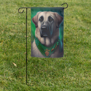 Anatolian Shepherd dog in St. Patrick's Day Dress Garden Flag