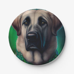 Anatolian Shepherd dog in St. Patrick's Day Dress Paper Plates