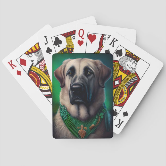 Anatolian Shepherd dog in St. Patrick's Day Dress Poker Cards (Back)