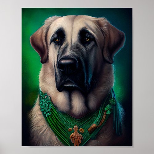 Anatolian Shepherd dog in St Patricks Day Dress Poster