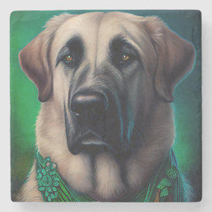 Anatolian Shepherd dog in St. Patrick's Day Dress Stone Coaster