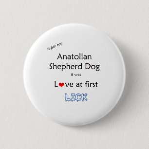 Anatolian Shepherd Dog Lick Design Pinback Button