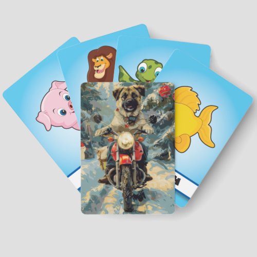 Anatolian Shepherd Dog Riding Motorcycle Christmas Matching Game Cards