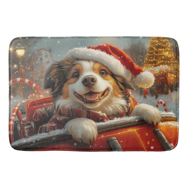 Anatolian Shepherd Dog Roller Coaster Christmas Bath Mat (Front)