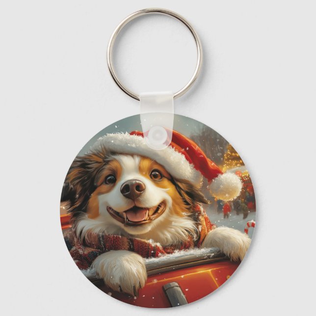 Anatolian Shepherd Dog Roller Coaster Christmas Keychain (Front)