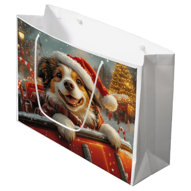 Anatolian Shepherd Dog Roller Coaster Christmas Large Gift Bag (Front Angled)