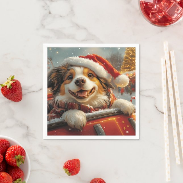 Anatolian Shepherd Dog Roller Coaster Christmas Napkins (Insitu)