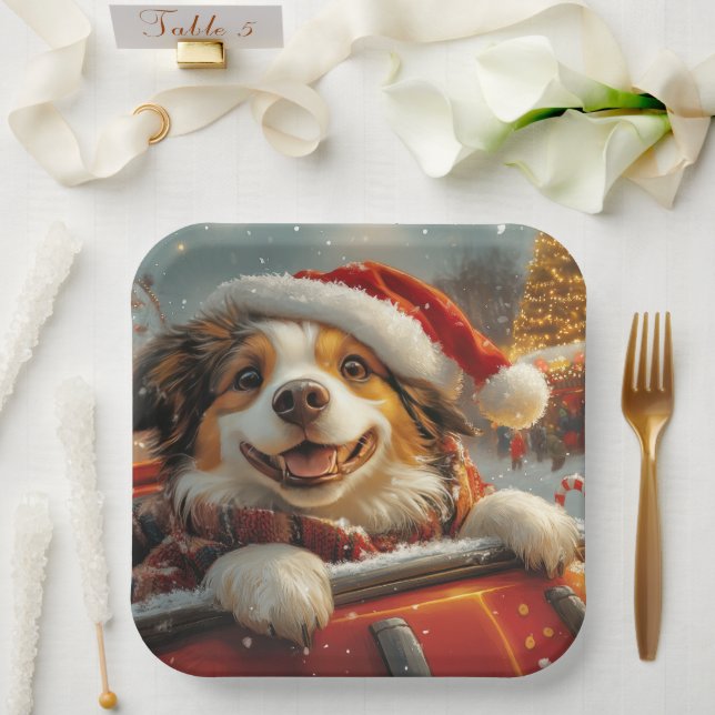 Anatolian Shepherd Dog Roller Coaster Christmas Paper Plates (Wedding)