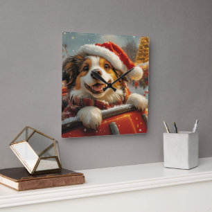 Anatolian Shepherd Dog Roller Coaster Christmas Square Wall Clock