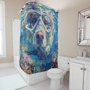 Anatolian Shepherd Dog Scuba Diving Underwater Shower Curtain