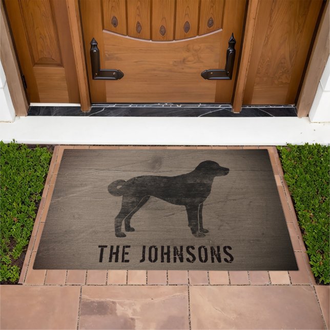 Anatolian Shepherd Dog Silhouette Rustic Custom Doormat (Outdoor)