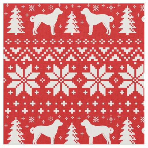 Anatolian Shepherd Dog Silhouettes Christmas Fabric