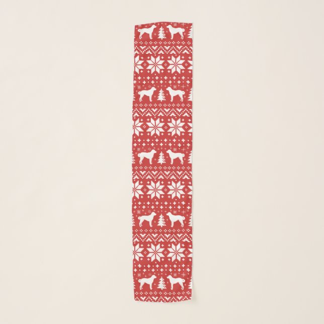 Anatolian Shepherd Dog Silhouettes Holiday Pattern Scarf (Front)
