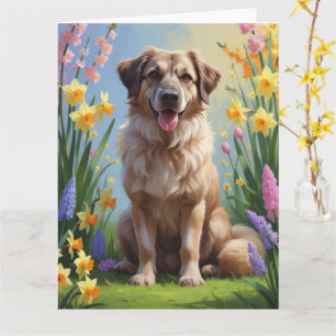 Anatolian Shepherd Dog Spring Flowers Painting Card