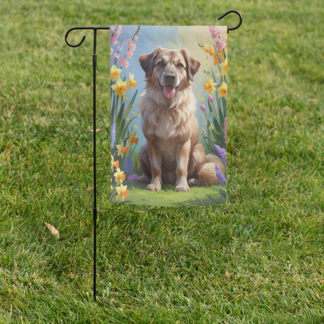 Anatolian Shepherd  Dog Spring Flowers Painting Garden Flag (In SItu)