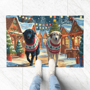 Anatolian Shepherd Dogs Christmas Snow Holiday Doormat
