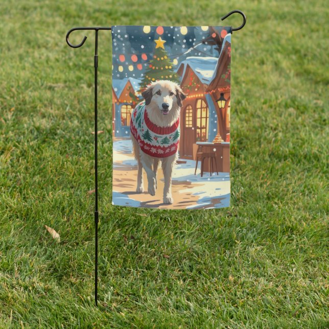 Anatolian Shepherd Dogs Christmas Snow Holiday Garden Flag (In SItu)
