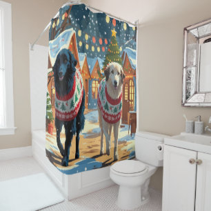 Anatolian Shepherd Dogs Christmas Snow Holiday Shower Curtain