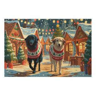 Anatolian Shepherd Dogs Christmas Snow Holiday Wood Wall Art