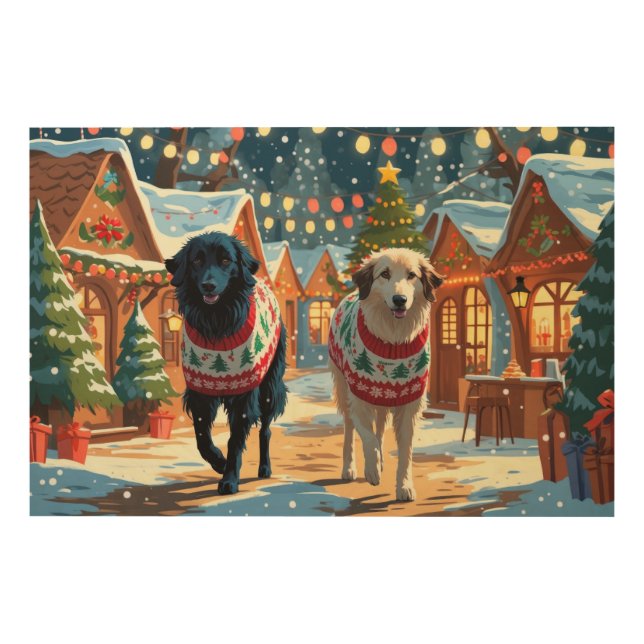 Anatolian Shepherd Dogs Christmas Snow Holiday Wood Wall Art (Front)