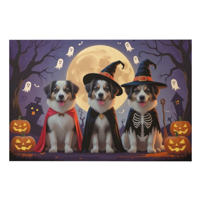 Anatolian Shepherd  Dogs Pumpkin Halloween Funny  Wood Wall Art (Front)