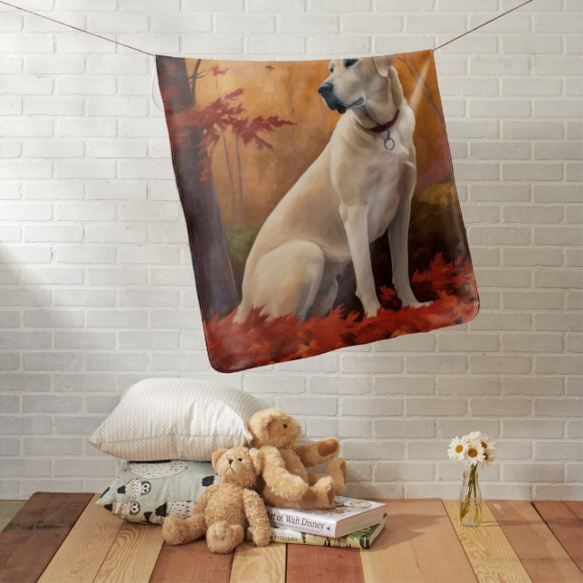 Anatolian Shepherd  in Autumn Leaves Fall Inspire Baby Blanket (In Situ)