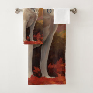 Anatolian Shepherd in Autumn Leaves Fall Inspire Bath Towel Set