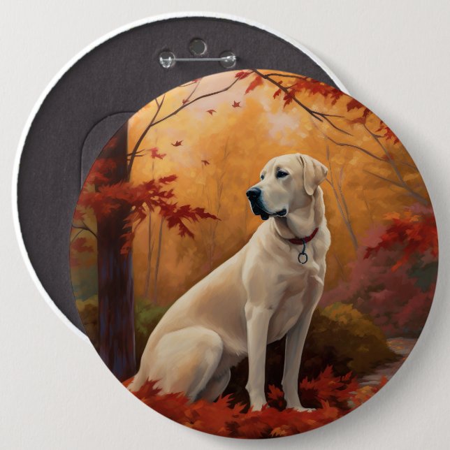 Anatolian Shepherd  in Autumn Leaves Fall Inspire Button (Front & Back)
