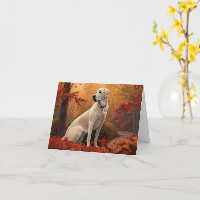 Anatolian Shepherd  in Autumn Leaves Fall Inspire Card (Yellow Flower)