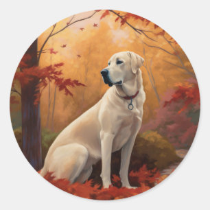 Anatolian Shepherd in Autumn Leaves Fall Inspire Classic Round Sticker