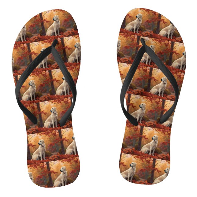 Anatolian Shepherd  in Autumn Leaves Fall Inspire Flip Flops (Footbed)