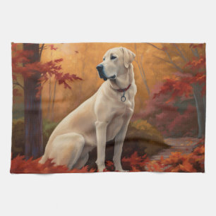 Anatolian Shepherd in Autumn Leaves Fall Inspire Kitchen Towel