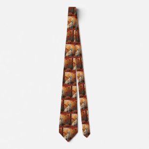 Anatolian Shepherd in Autumn Leaves Fall Inspire Neck Tie
