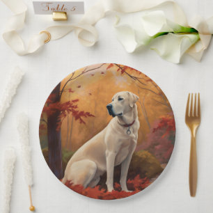 Anatolian Shepherd  in Autumn Leaves Fall Inspire Paper Plates