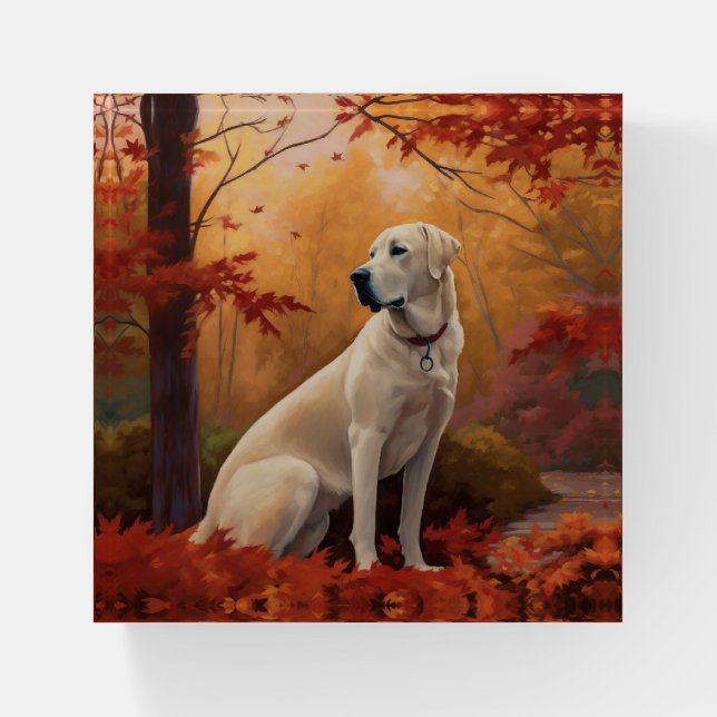 Anatolian Shepherd  in Autumn Leaves Fall Inspire Paperweight (Front)