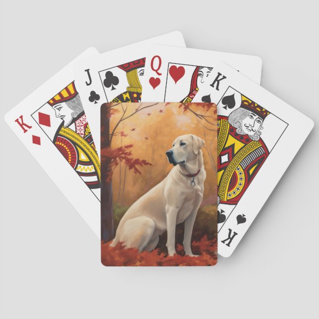 Anatolian Shepherd  in Autumn Leaves Fall Inspire Poker Cards (Back)